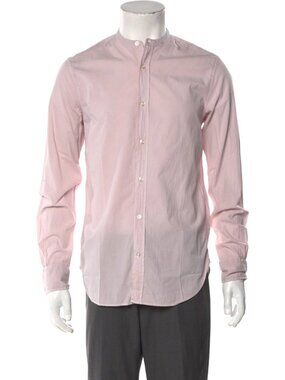 Officine Generale Pink Mandarin Collar Long Sleeve Shirt/19134